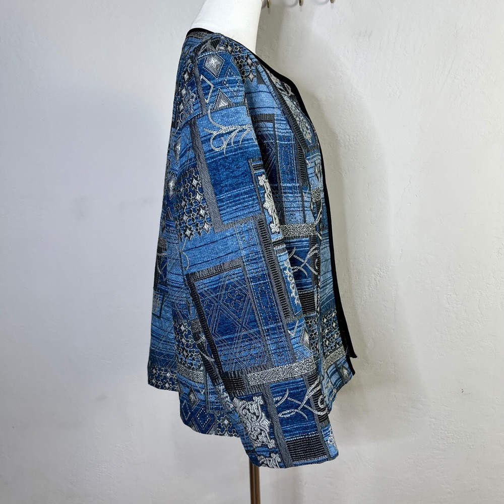 Dressbarn Tapestry Jacket Blue Patchwork Textured… - image 5